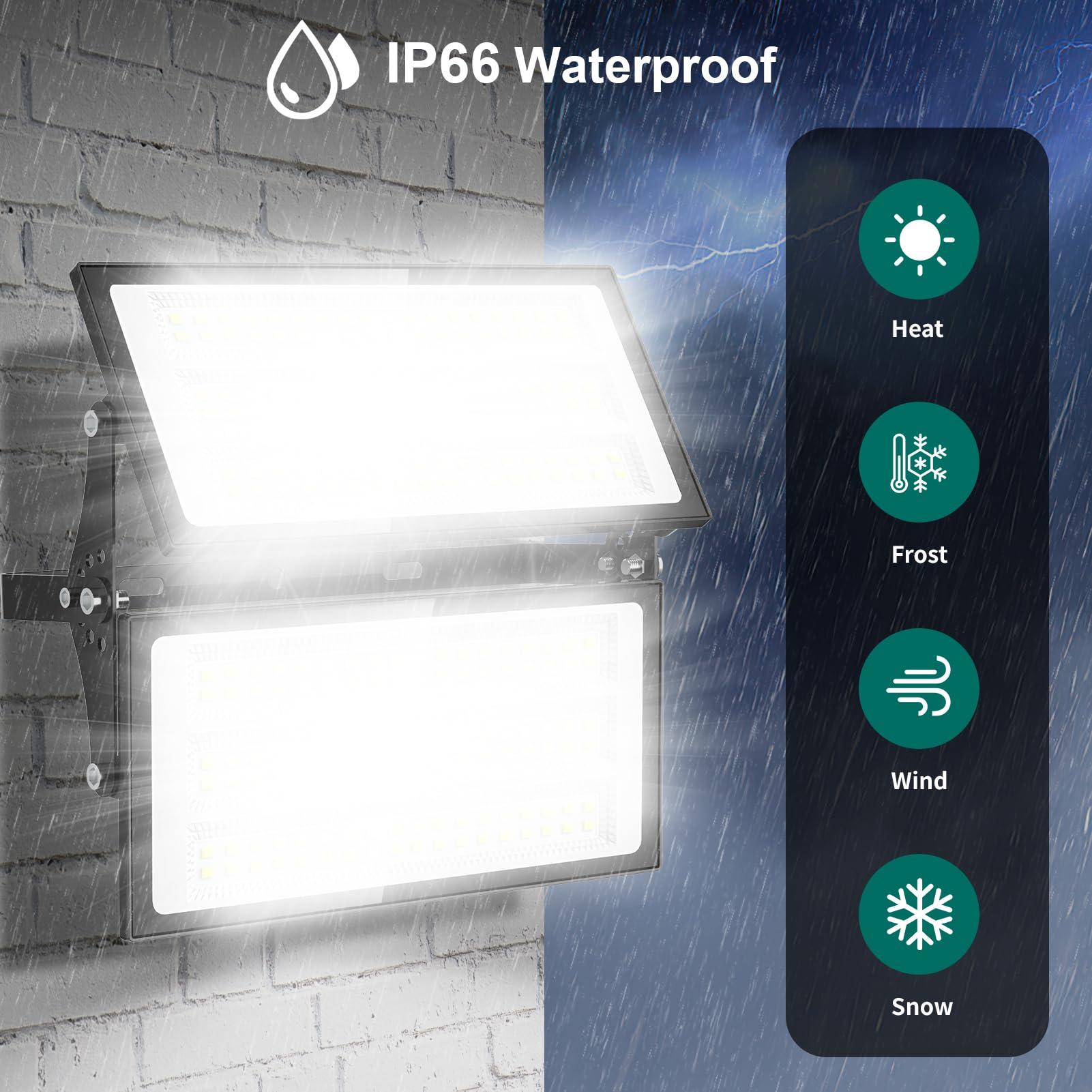 Viugreum 4 Packs 200W Projecteur LED Exterieur, Blanc Froid 6500K 20000LM, IP66 Étanche Eclairage Exterieur, Extérieur De Projecteur Idéal Pour Garage Atelier Parkings Gym