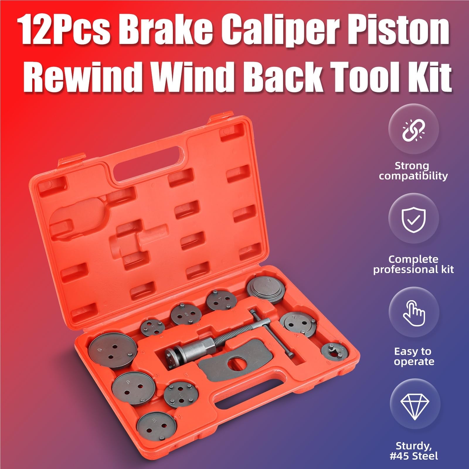 alicates de resorte de freno Kit De Herramientas De Rebobinado De Pistón De Pinza De Freno De 12 Piezas, Ajuste Del Cilindro Del Freno De Disco, Herramienta De Pistón De Pinza piston calibre freno