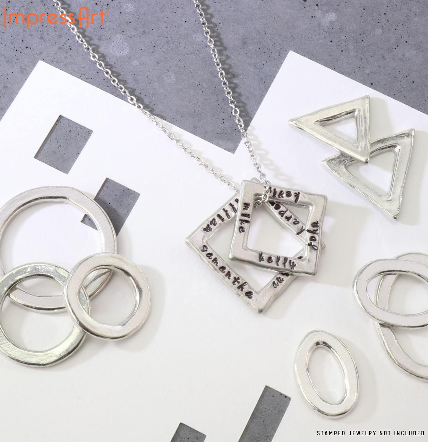 ImpressArt - Metal Stamping Organic Pewter Blanks for Metal Stamping and Jewelry Making (24 Pack) (Square, Large)