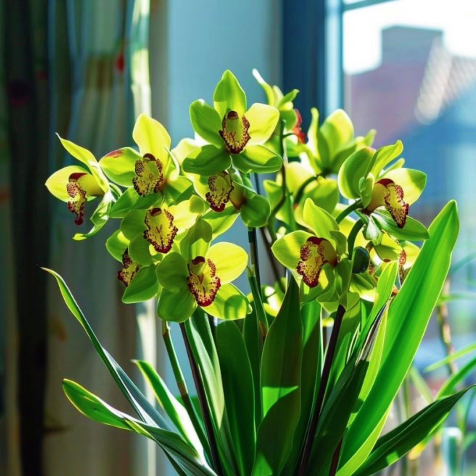 Beautiful Cymbidium Orchid for Planting UK, Hardy Perennial, Excellent Display, Mix Greening Flower, Natural Organic, Wedding, Balcony Garden-10 Bulbs-J โ image 1