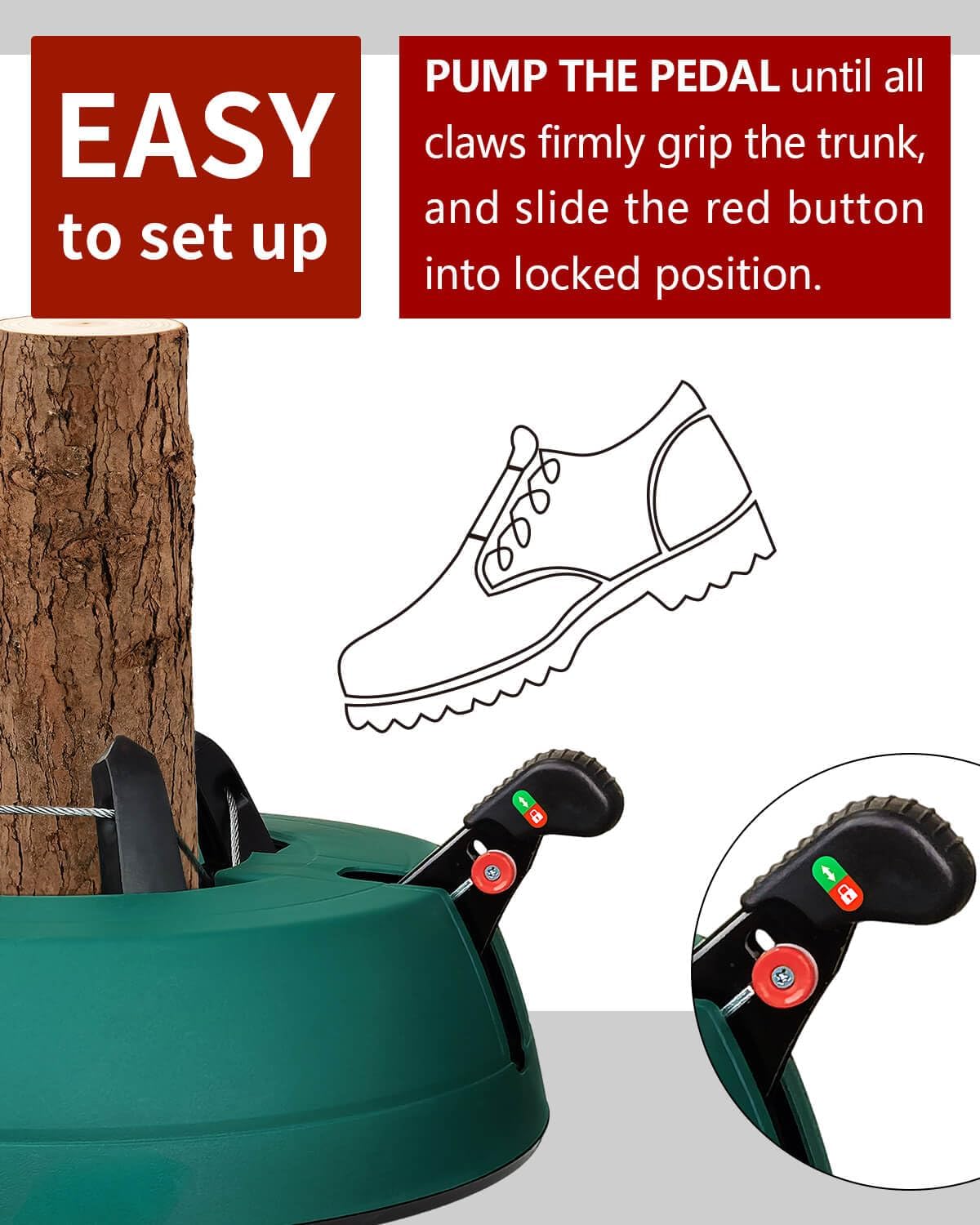 Leejec Christmas Tree Stand with Water Reservoir, Fast Clamped 10 Ft Real Tree with 5.5 Diameter, Water Level Indicator Equipped, No Assembly Required