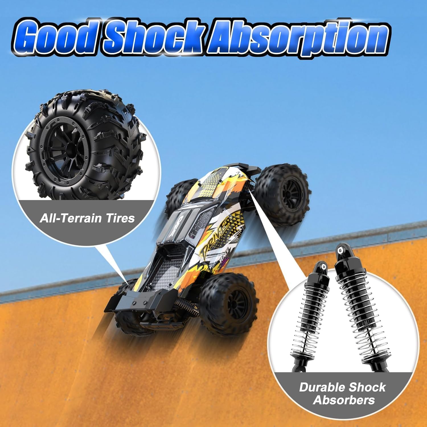 Pihura 4WD Off-Road RC Car with Brushless Motor, 2.4Ghz Remote Control Monster Truck, LED Lights, Rechargeable Battery, Racing Buggy for Kids, Boys & Adults 3