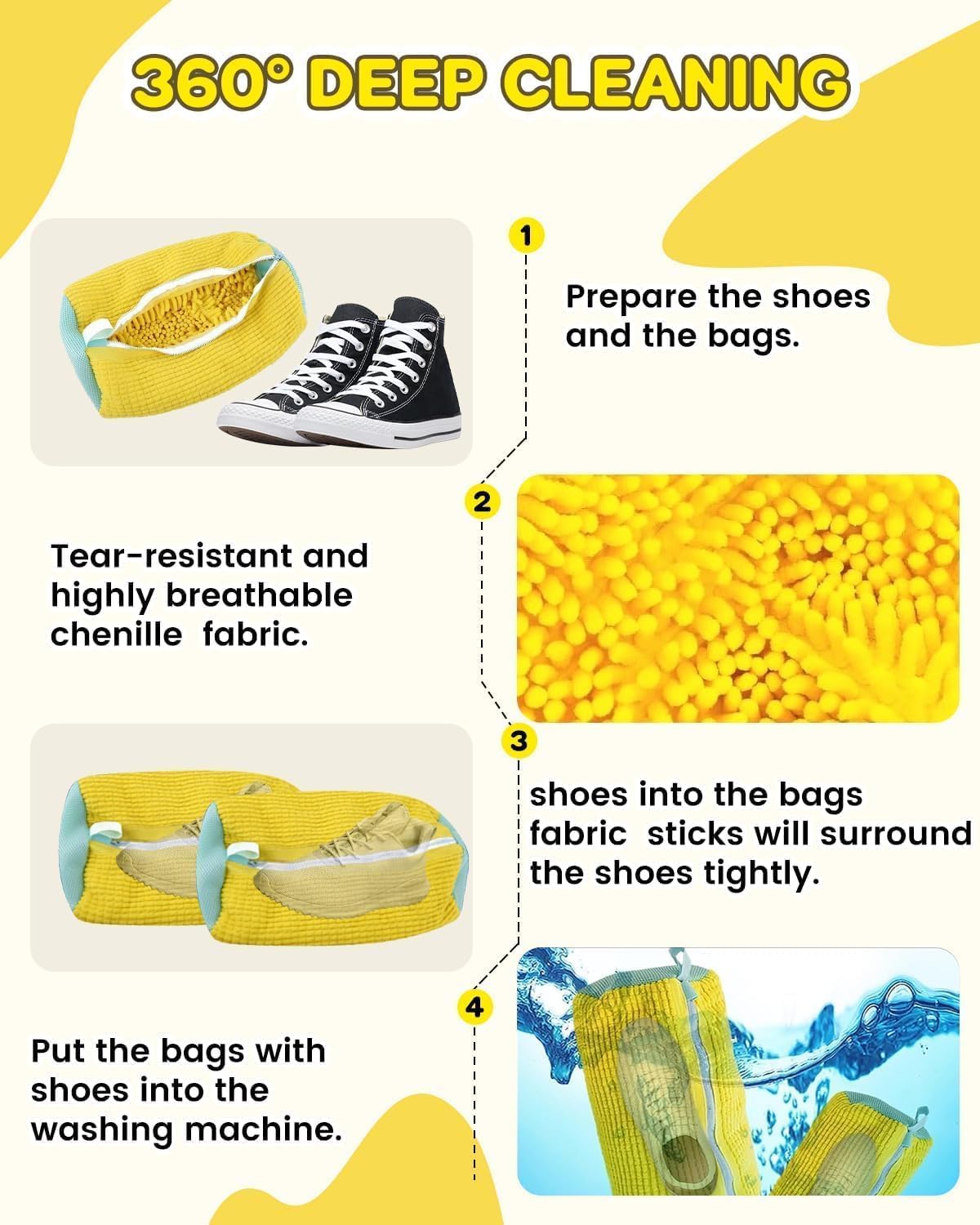 Bolsa para lavadora de zapatos: bolsa de zapatos para lavadora, bolsa de limpieza reutilizable para zapatos de tenis, kit de limpieza antimanchas (1 unidad)