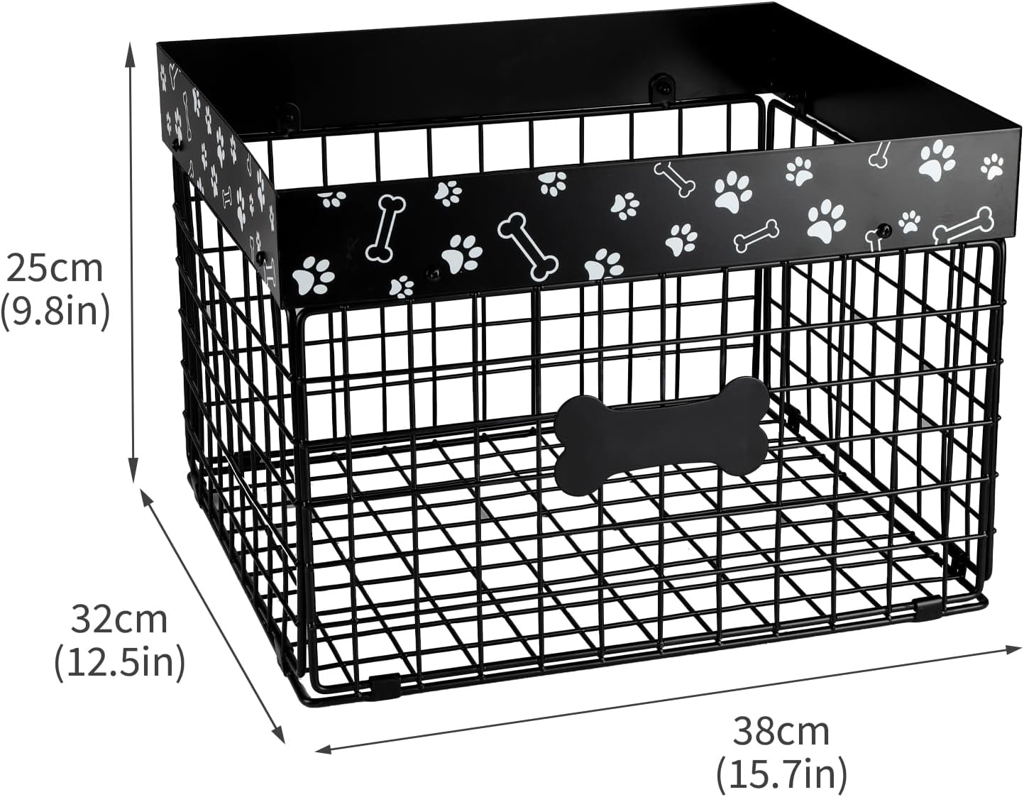 Indestructible Dog Toy Bin - Metal Dog Toy Basket, Pet Wire Folding Basket - Large Dogs Toys Storage Personalized - Dogs Toys Box Chew-Proof Pet Supplies Holder for Living Room, Black