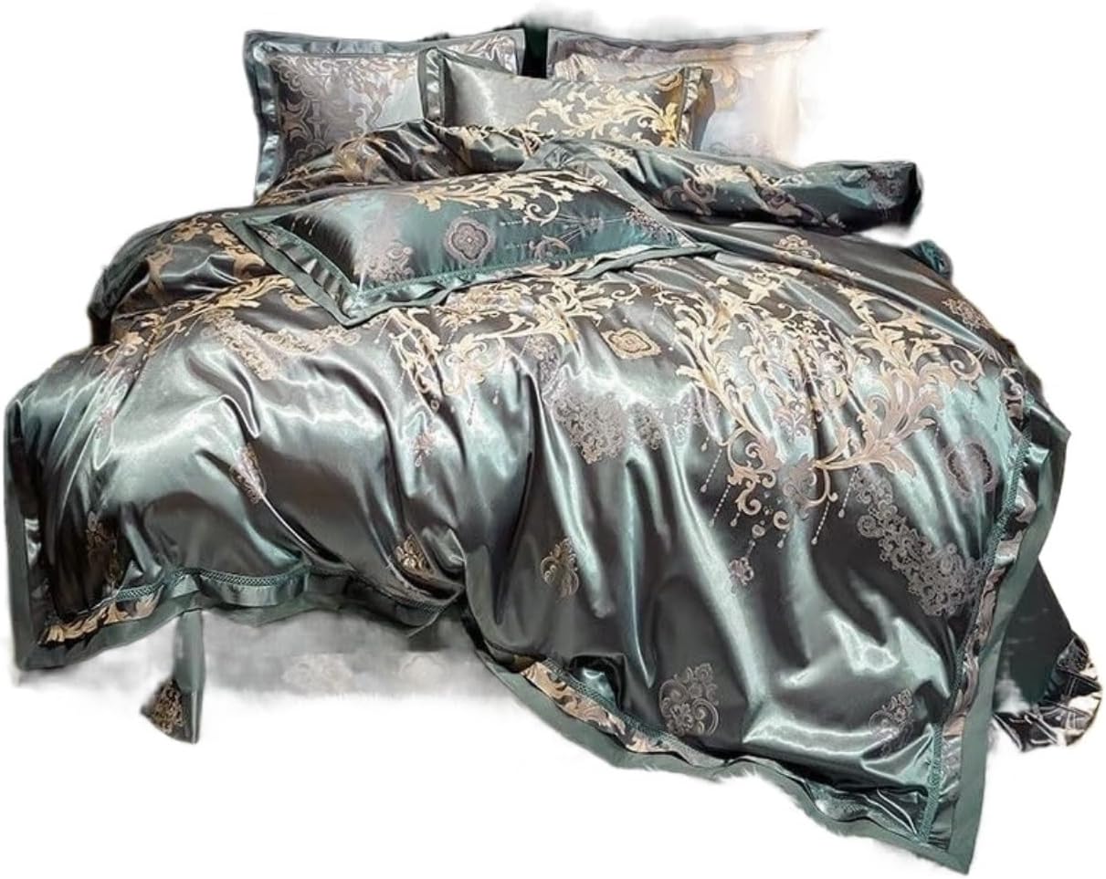 Bed Set Bedding Set Four-Piece Cotton Home Bed Sheet Bed Cover Soft Satin 4 Piece Bedding Linen(B,1.8/2m Bed) (D 1.8/2m Bed)