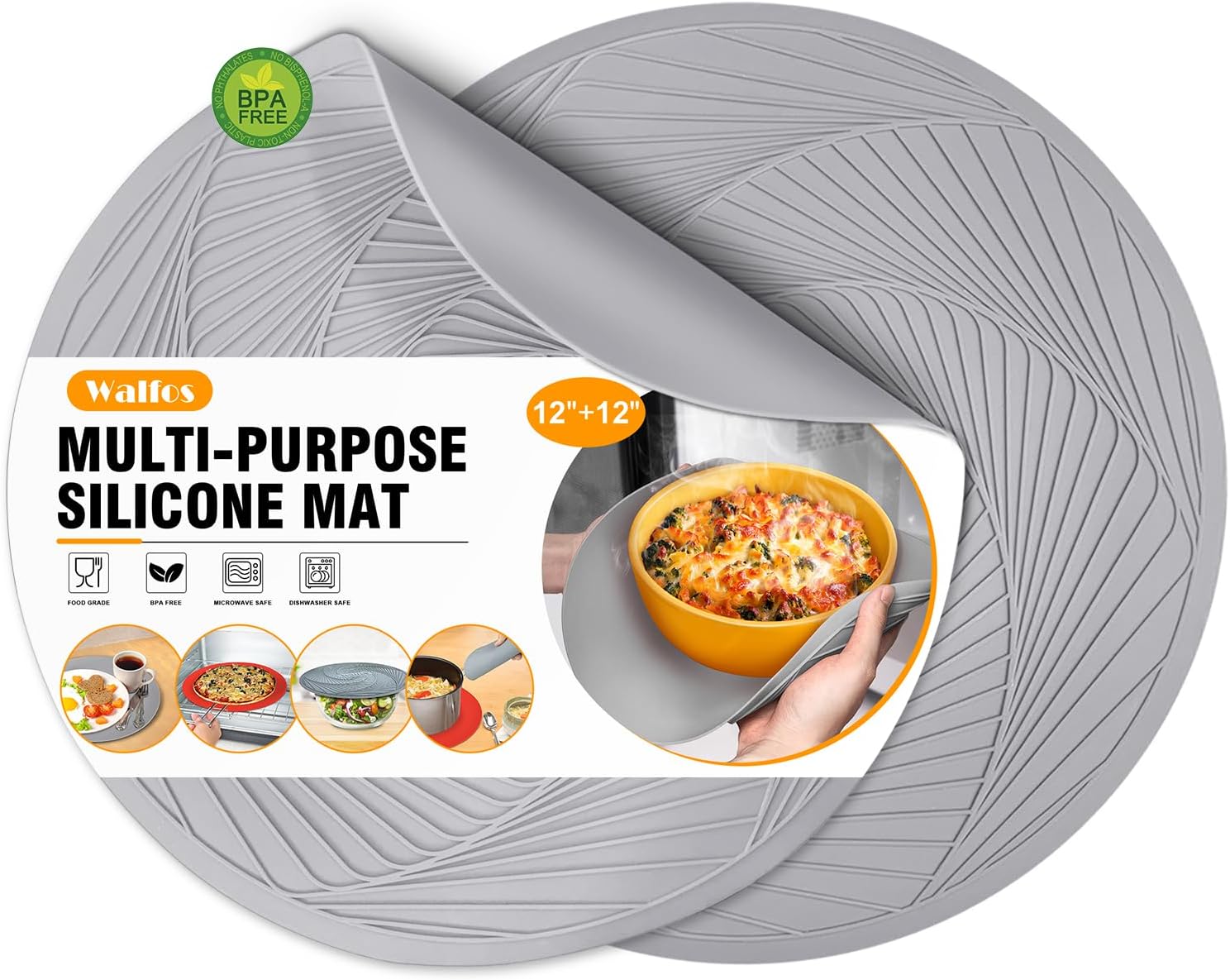 2pcs 12" Grey Microwave Mats