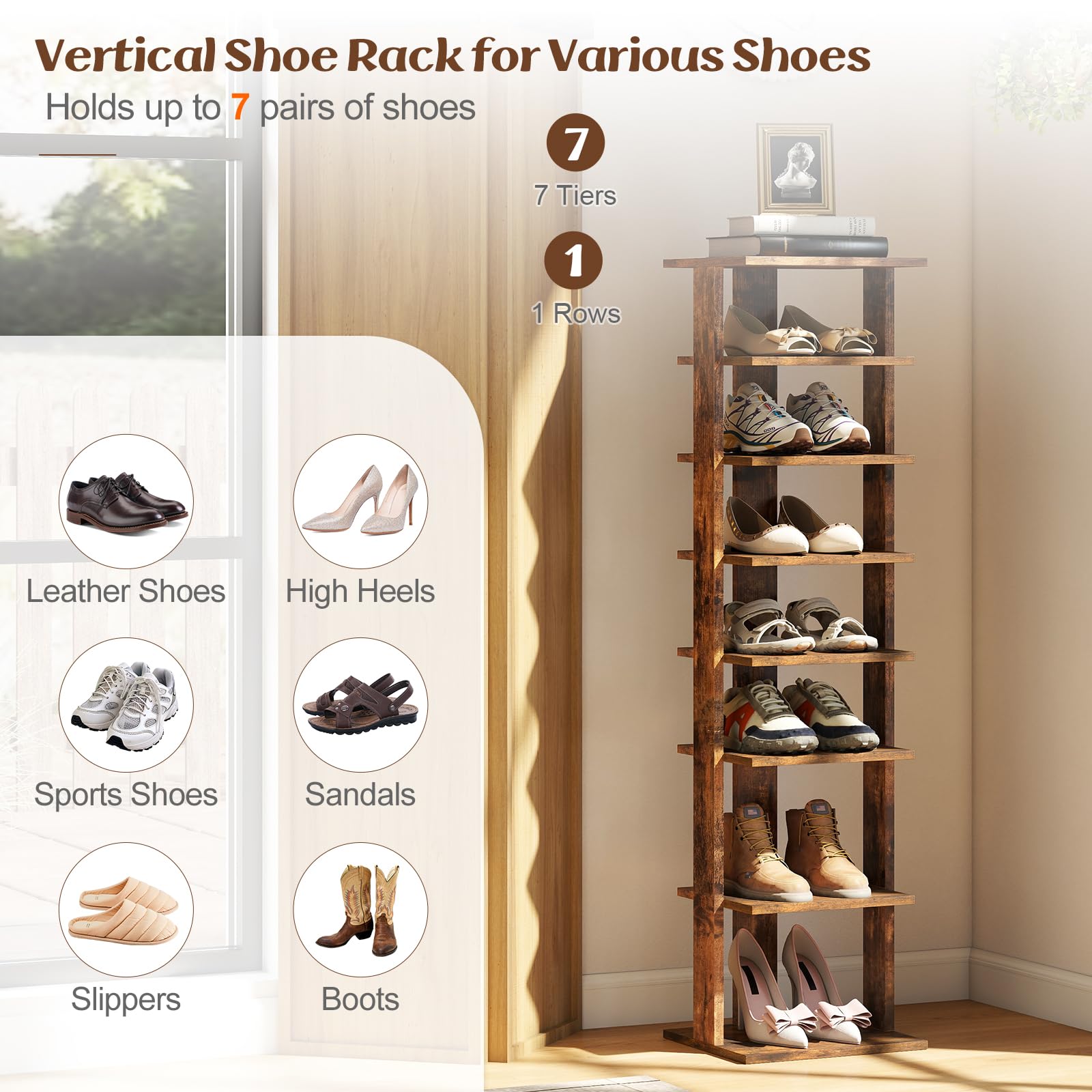 Amazon.com: GIANTEX 8-Tier Vertical Shoe Rack, Freestanding Narrow