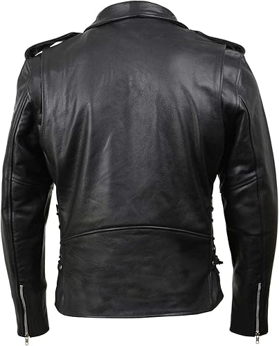 Miniatura 7 de Milwaukee Leather LKM1781 - Chaqueta de motocicleta clásica premium para hombre The Legend en negro con forro acolchado de piel