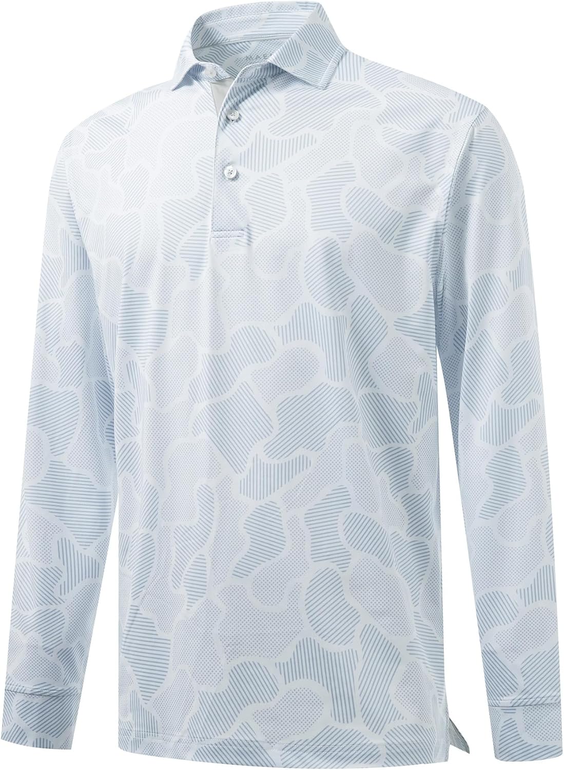 M MAELREG Golf Shirts for Men Dry Fit Performance Moisture Wicking Casual Print Collared Long Sleeve Polo Shirts for Men