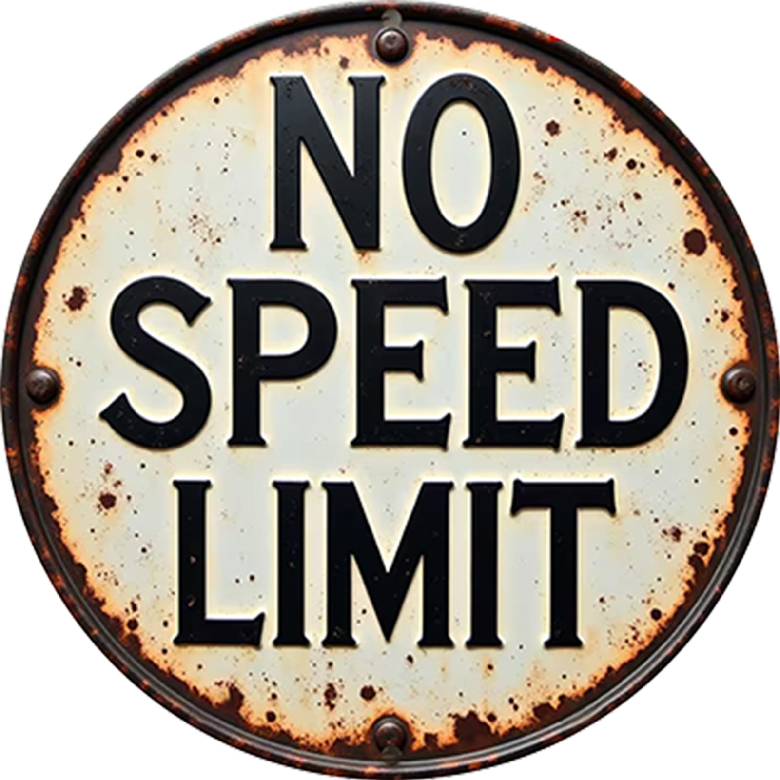 No Speed Limit Vintage Metal Tin Sign for Man Cave Garage and Boys Room Decor 11.8x11.8inch