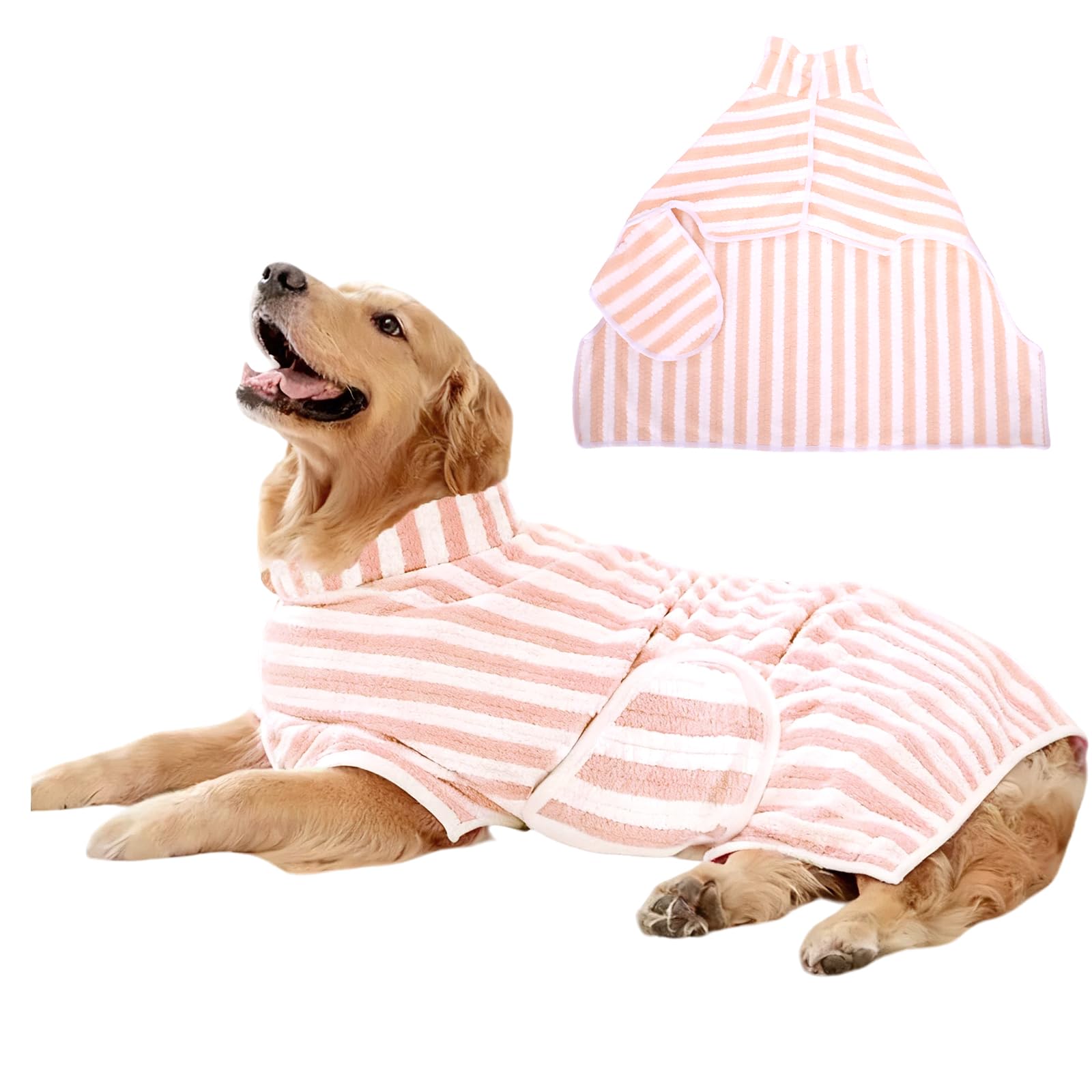 DOINEUFL Dog Drying Coat,Towel & Robe,Ruff and Tumbl Bath Coats & Towels for Small,Mediumm,Large Dogs,Robes Accessories for Shower, Swimming & Grooming | Fits French Bulldog, Labrador & More (S Pink) — image 1