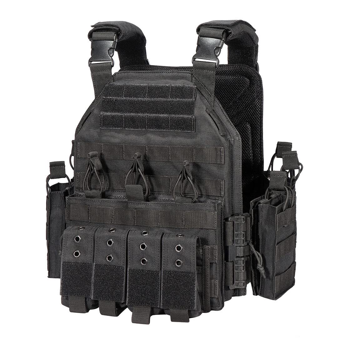 Modular Molle Tactical Vest, Adjustable Lightweight Quick Release Hunting Chest 1000D Nylon Military Combat Training Gear for Airsoft Outdoor Paintball CS Game
