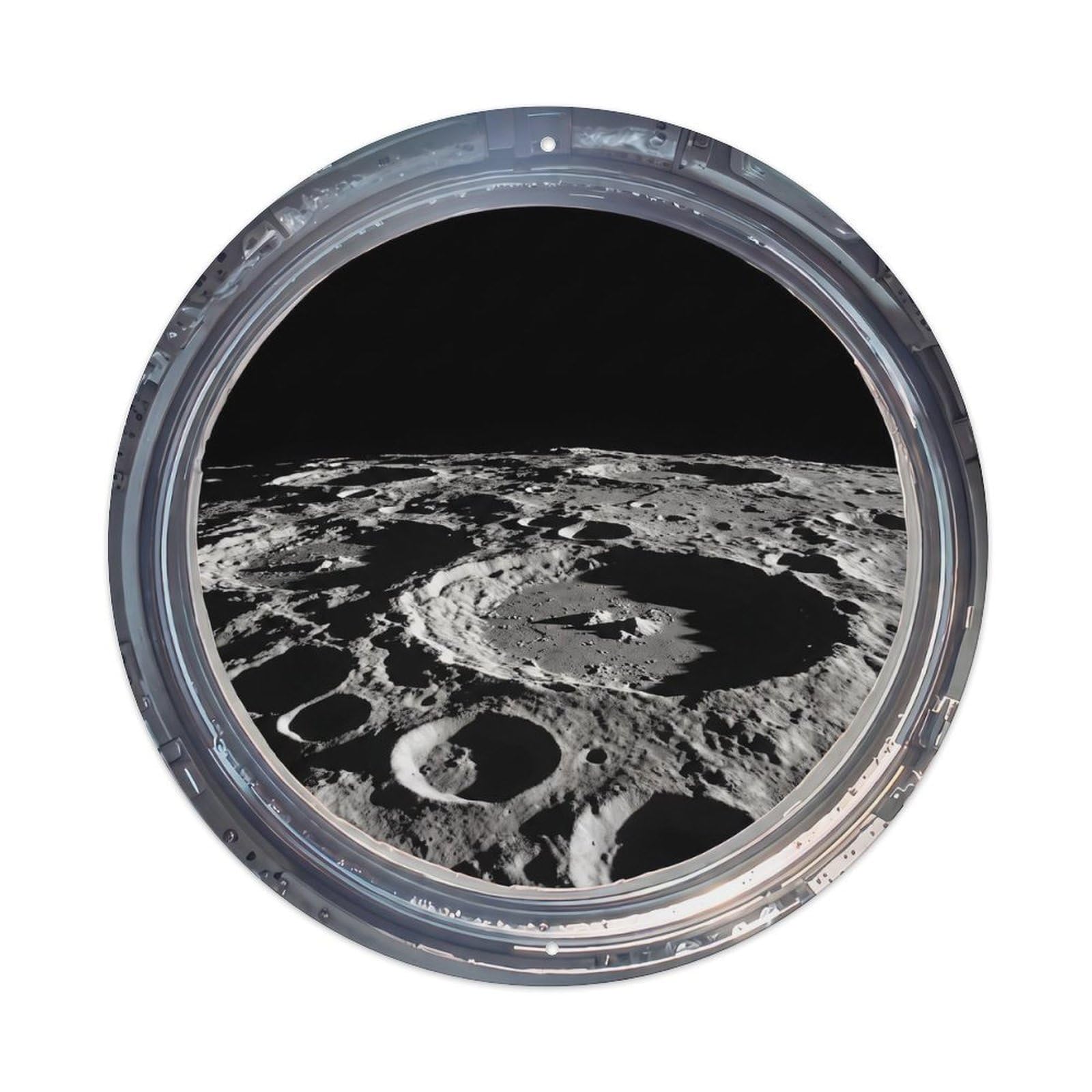 Moon South Pole from Space Station Porthole Metal Tin Sign
