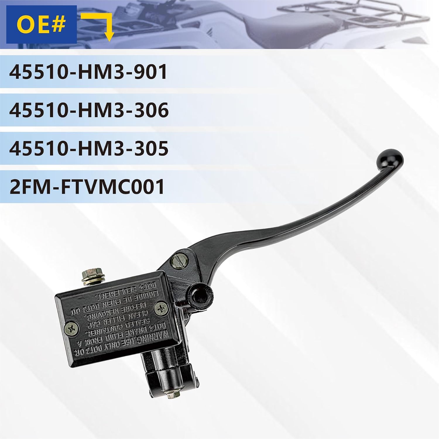 Replacement 7/8" Front Brake Master Cylinder Reservoir for Honda TRX 250 300 350 400 450 FourTrax Rincon Recon Sportrax Rancher 350 400 420 Foreman 400 450 500