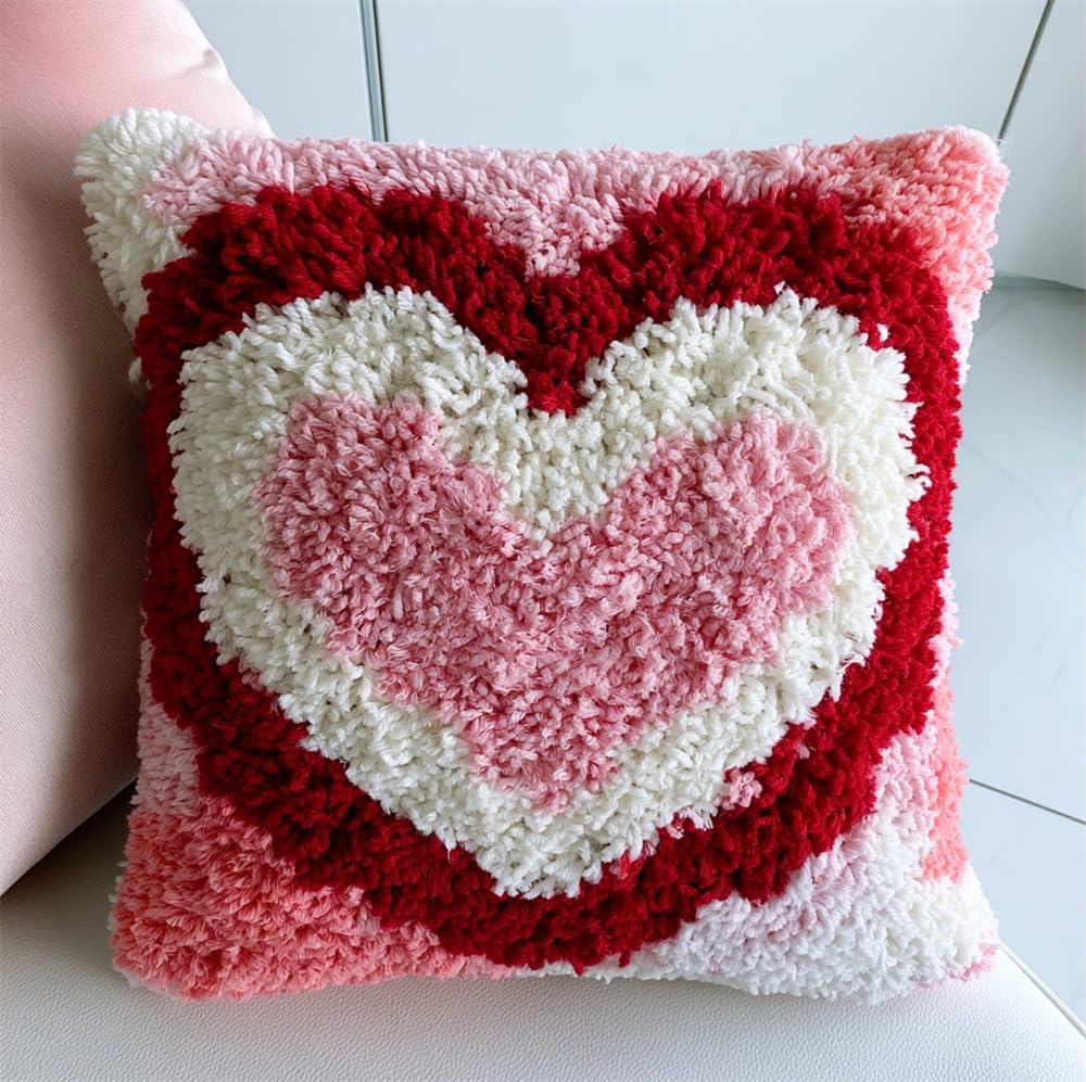 kitphoenix DIY Yarn Cushion Cover Craft Kit Heart Pattern