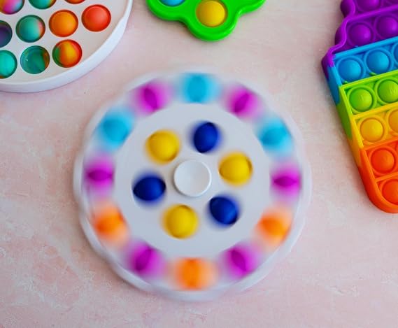 BOB Gift Pop Fidget Toy Spinner White 18-Button Bubble Popping Game