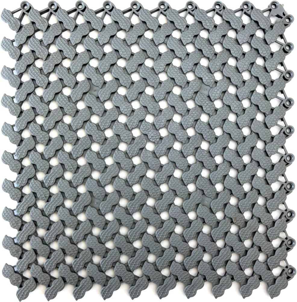 VINTEK Peanut Tile Vinyl PVC Interlocking Drainage Floor Tiles Mat Anti-Slip 12"x12" for Pool Shower Locker Bathroom Deck Patio Boat SPA Wet Area Inside/Outside (Pack of 9 Tiles - 12" x 12", Gray)