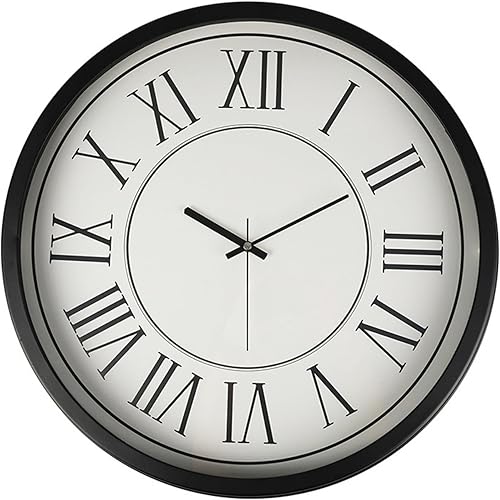 Miniatura 39 de Reloj de pared de metal de 20 pulgadas, redondo, silencioso, moderno, analógico, grande, funciona con pilas, reloj de pared para sala de estar, Negro