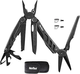 NexTool Heavy Duty Multitool, Spring-Action Multitool Pliers with Pocket Scissors,Replaceable Wire Cutters,Nylon Sheath, Folding Multitool Knife with Safety Lock for Camping Survival Home Repair DIY