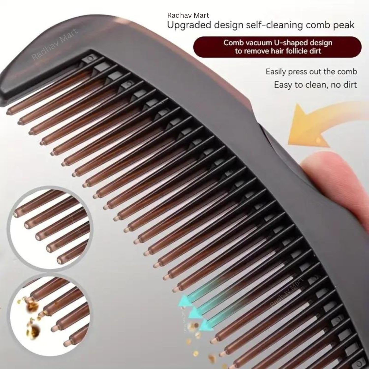 Radhav Mart design of dandruff comb, energy massage, beauty, healthier scalp, better hair quality for women and men to remove dandruff and dirt 4
