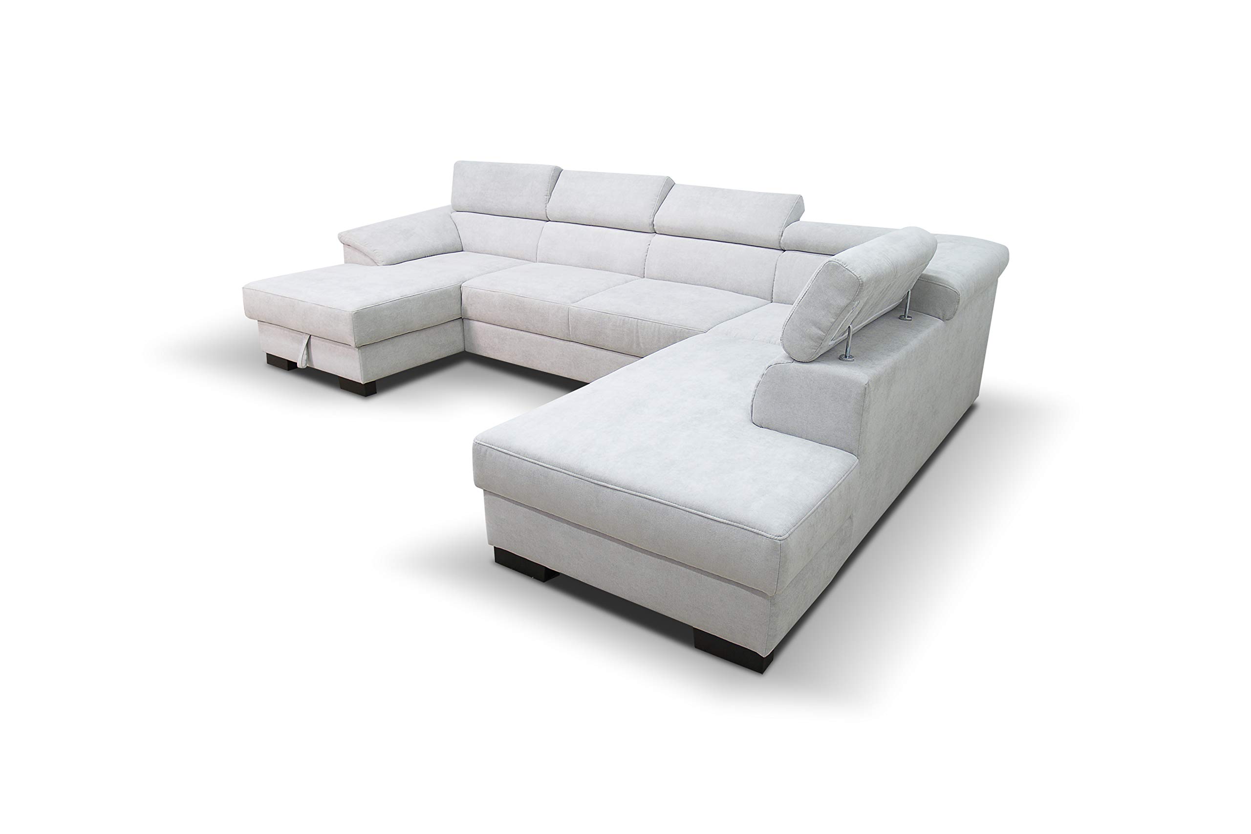 Domo. Collection David FK - Sofá con Respaldo en Forma de U, sofá con muelles y función de Respaldo, Esquinas Acolchadas, 337 x 232 x 78 cm, Color Gris