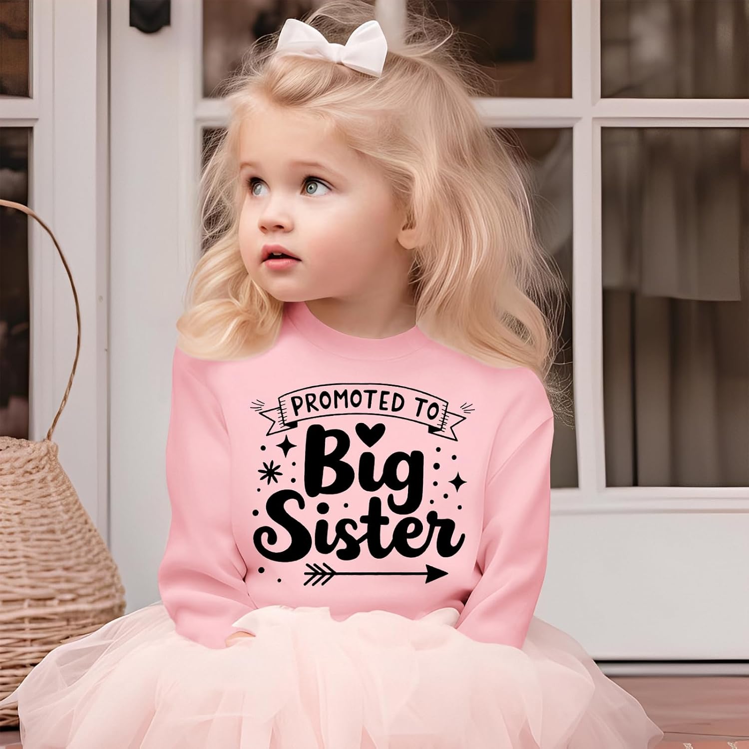 Promoted to Big Sister Sweatshirt Toddler Girl Announcement Shirt Big Sis Crewneck Pullover Long Sleeve Fall Tops - Image 2