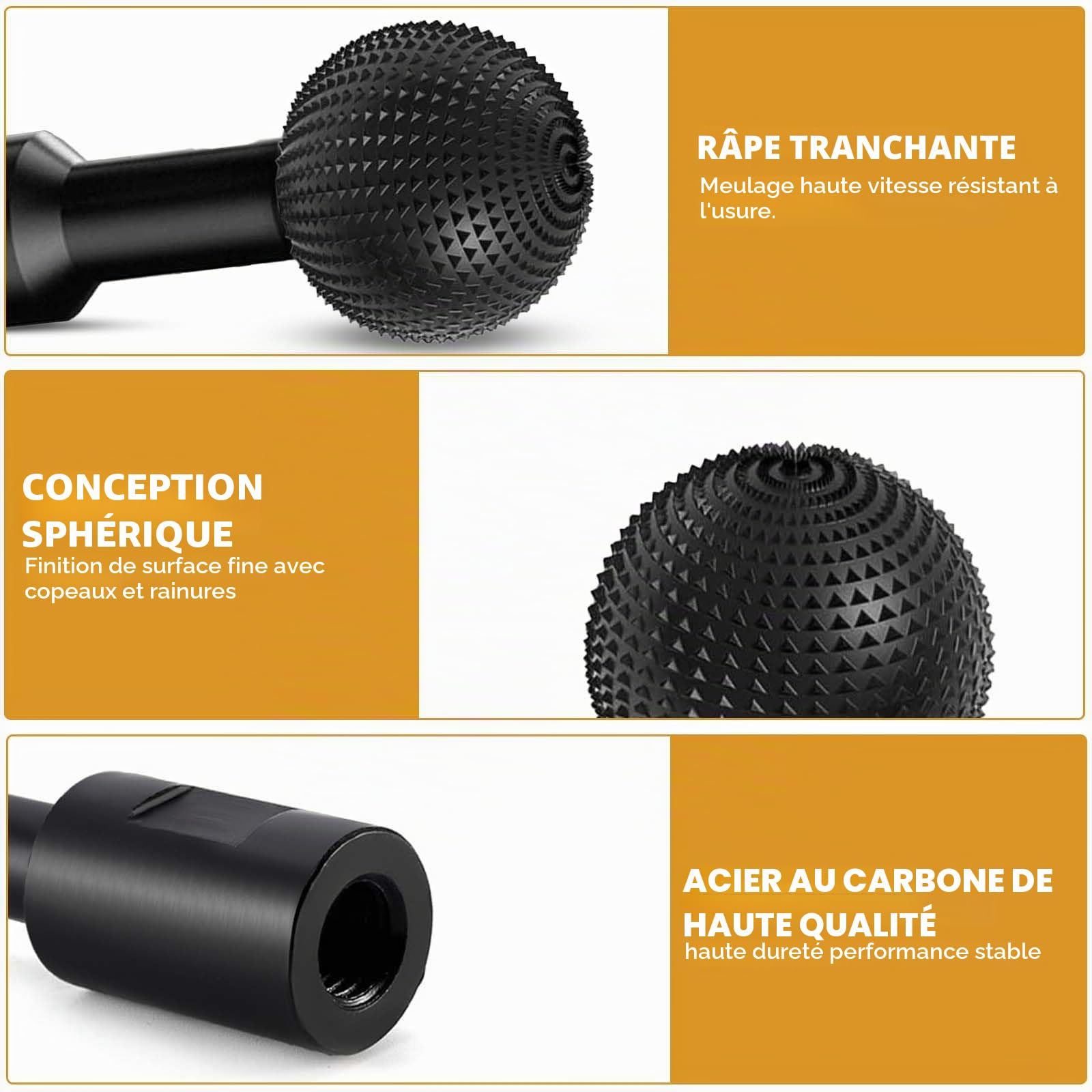 Fraise à billes pour sculpture sur bois, boule de 14 mm, têtes de meulage pour meuleuse d'angle de 115/125 mm, pour sculpture sur bois, meulage, polissage et gravure