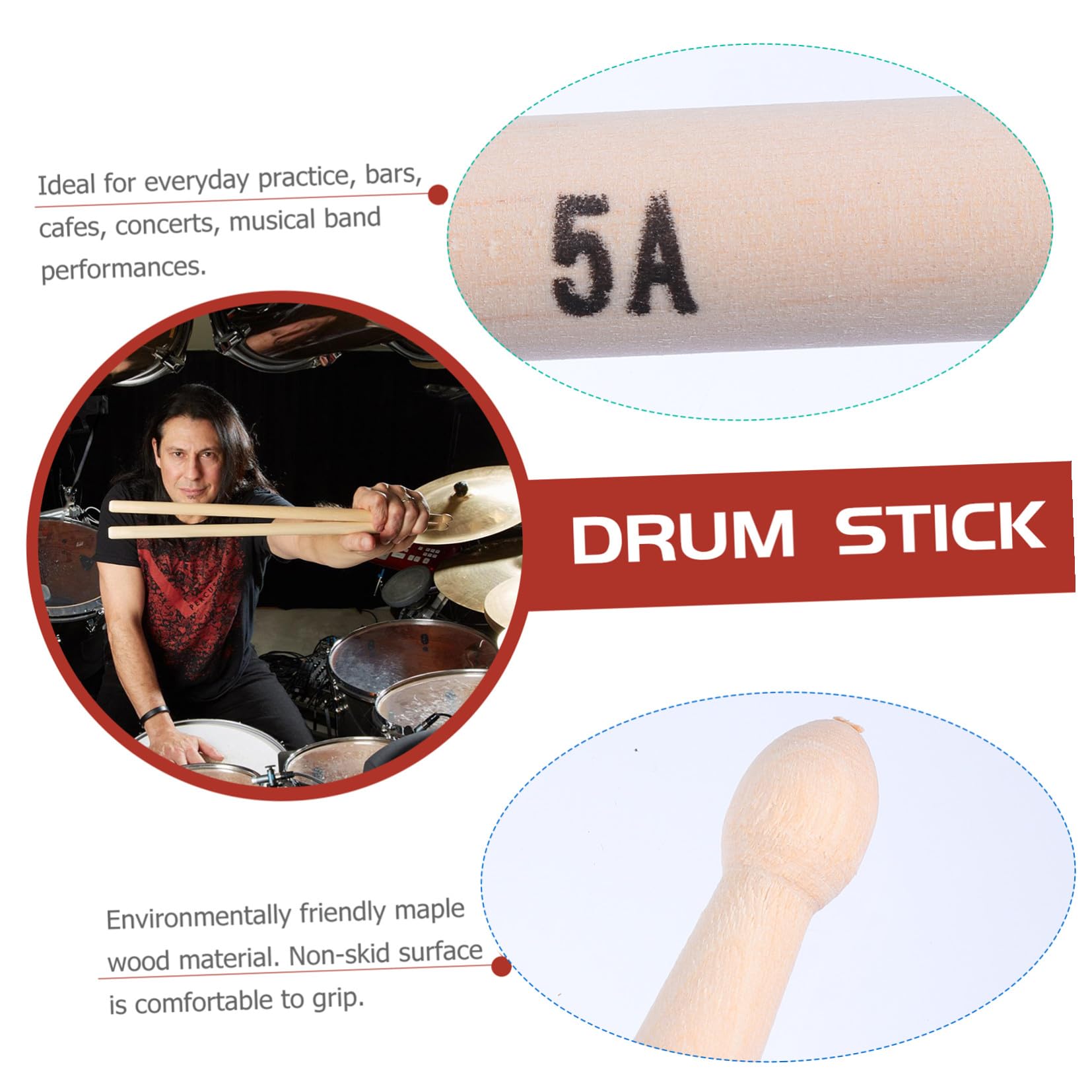 20stücke Ahorn-drumsticks Holz Drum Sticks Musik Zubehör Für Junge Mädchen Erwachsene Anfänger Studenten Musiker Professionelle Praktische Schwerkraftgefühl Rutschfeste