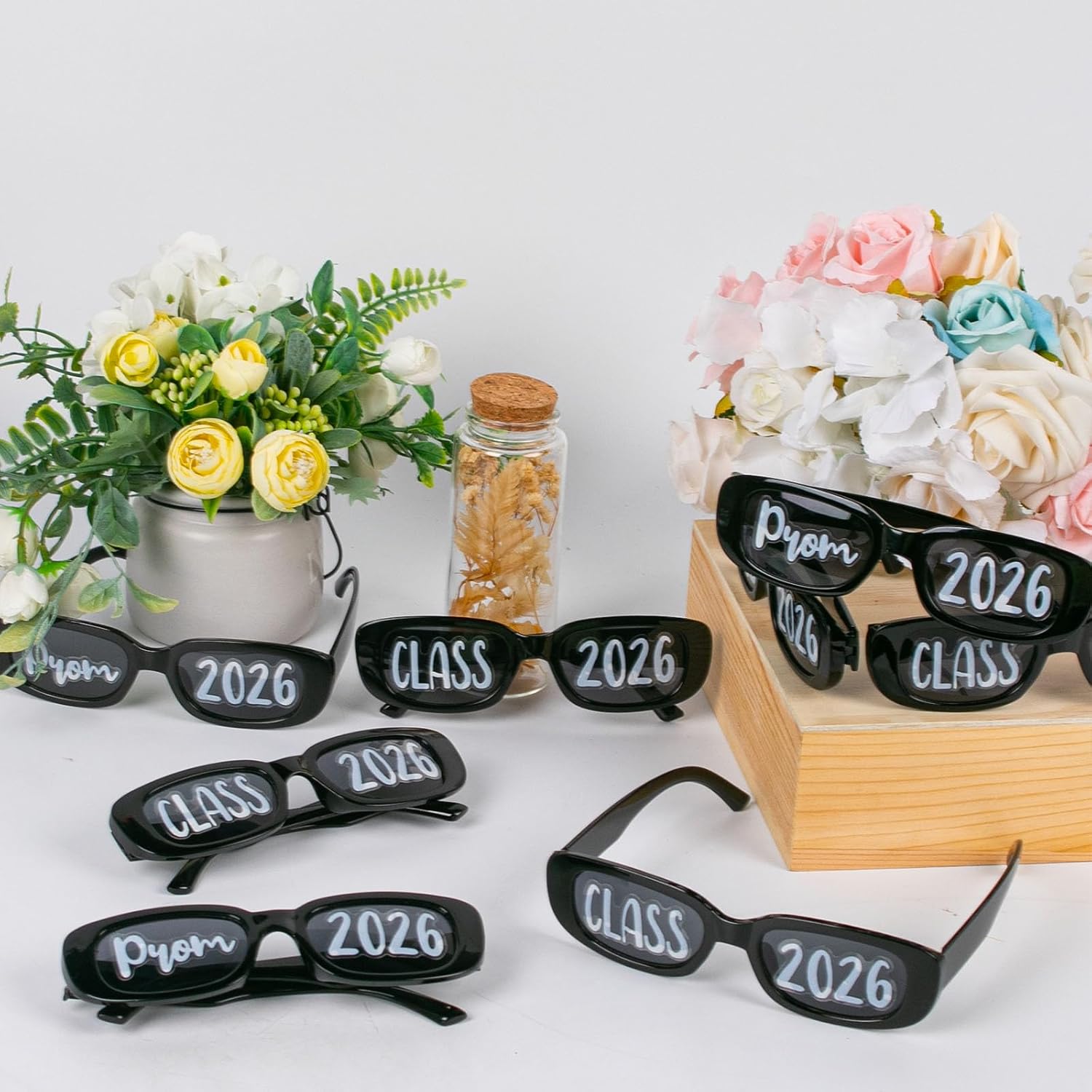 12 PCS Graduation Eyeglasses Props with Stickers, 2026 Glasses New Years Decorations Class of Prom 2026 Sunglasses Bulk Graduation Party Favors Photo Props Supplies for Adults Teen image 3