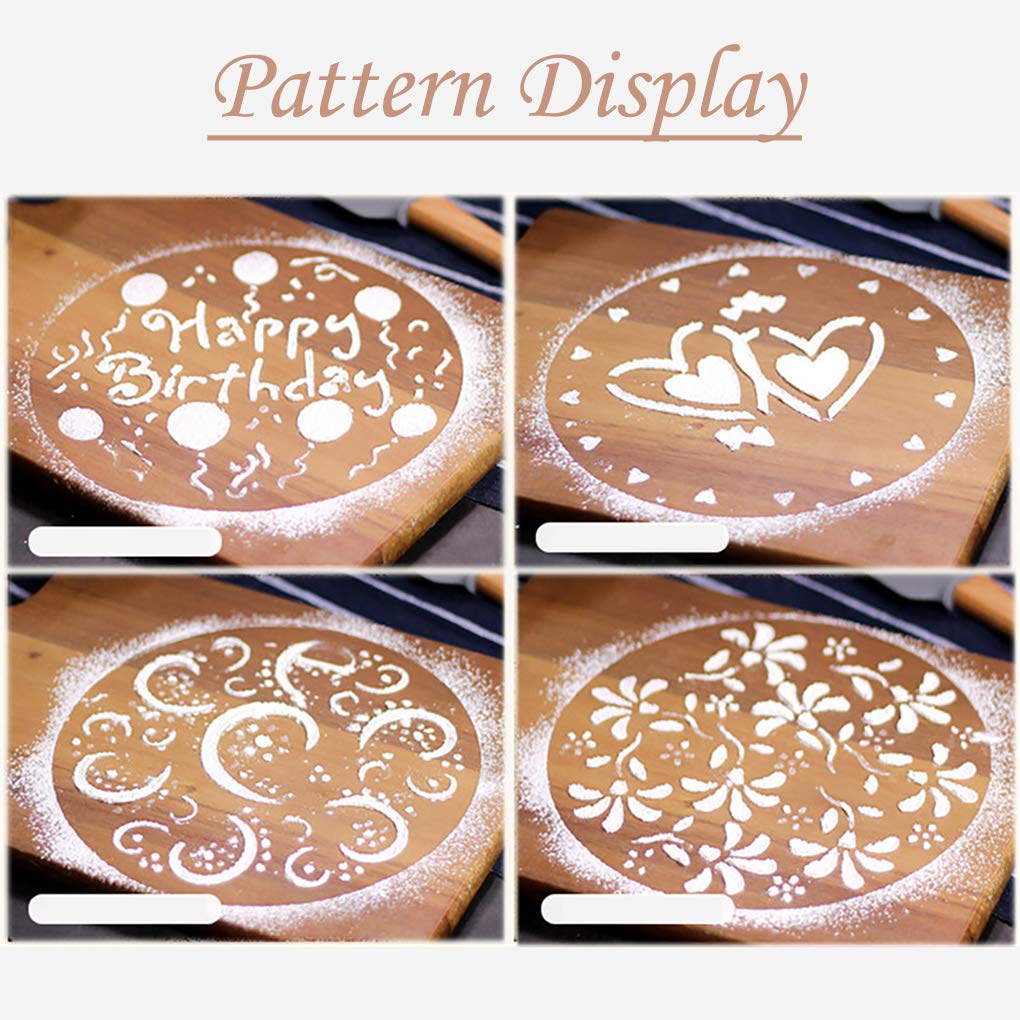 Rolin Roly 4pcs Cake Stencils Templates Variety Plastic Cake Stencils Decorating Heart Flower Screen Printing Cake Tiramisu Bakery Stencil Tools (4pcs white cake stencils)