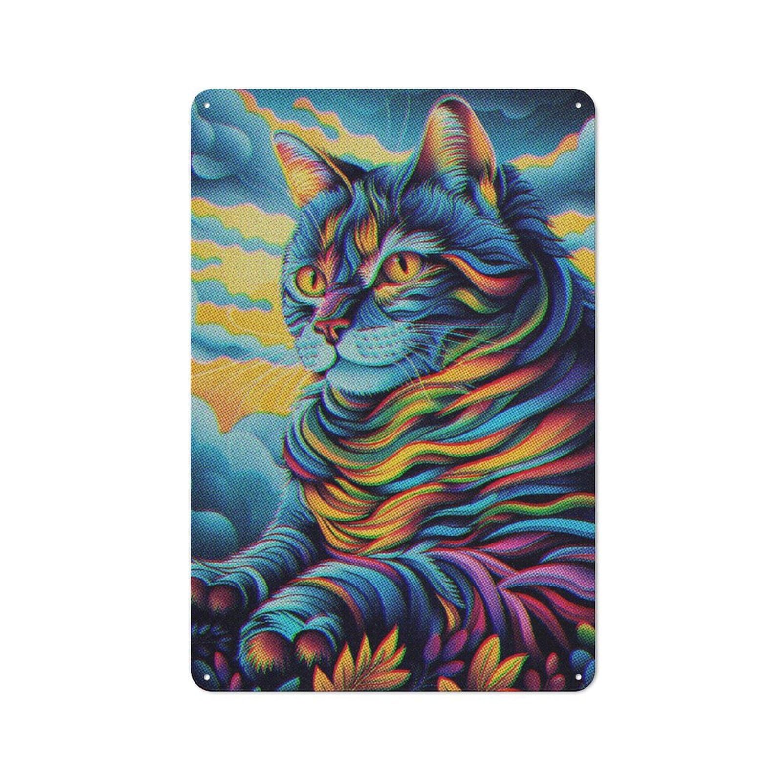 Junmoney Portrait Cat Retro Vintage Tin Sign 30X20cm With For Man Cave Or Games Room, Suited To Wall Displays In Games Rooms And Man Caves