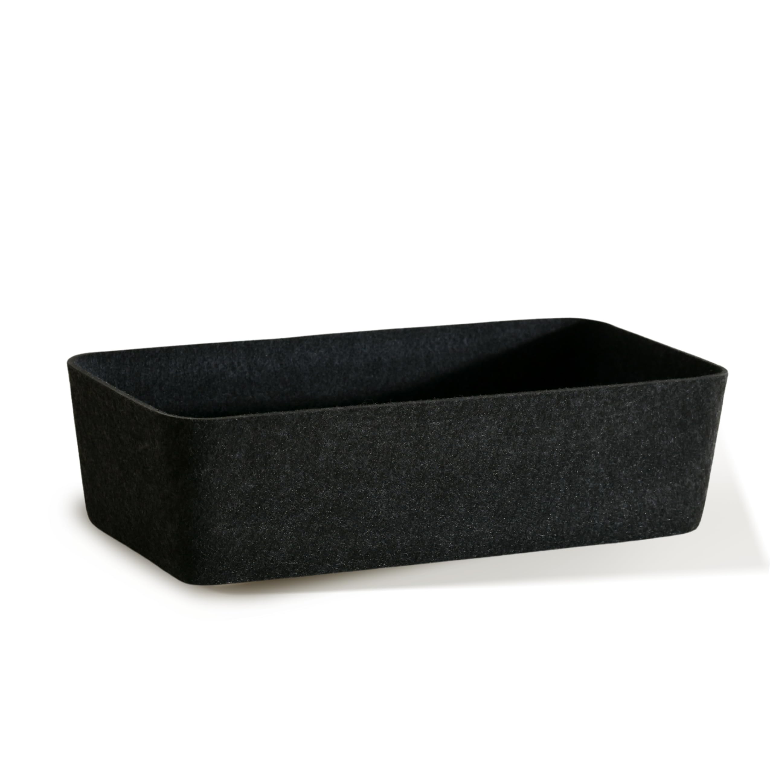 SortJoy The Long Sculpted Bin Storage Bin Felt Storage Basket Drawer Organizer Bins - Box - Pet, Toy, Books, Clothes, Closet, Cabinet, Bathroom, Pantry, Kitchen (Carbon Dark Grey) 14 x 7 x 4