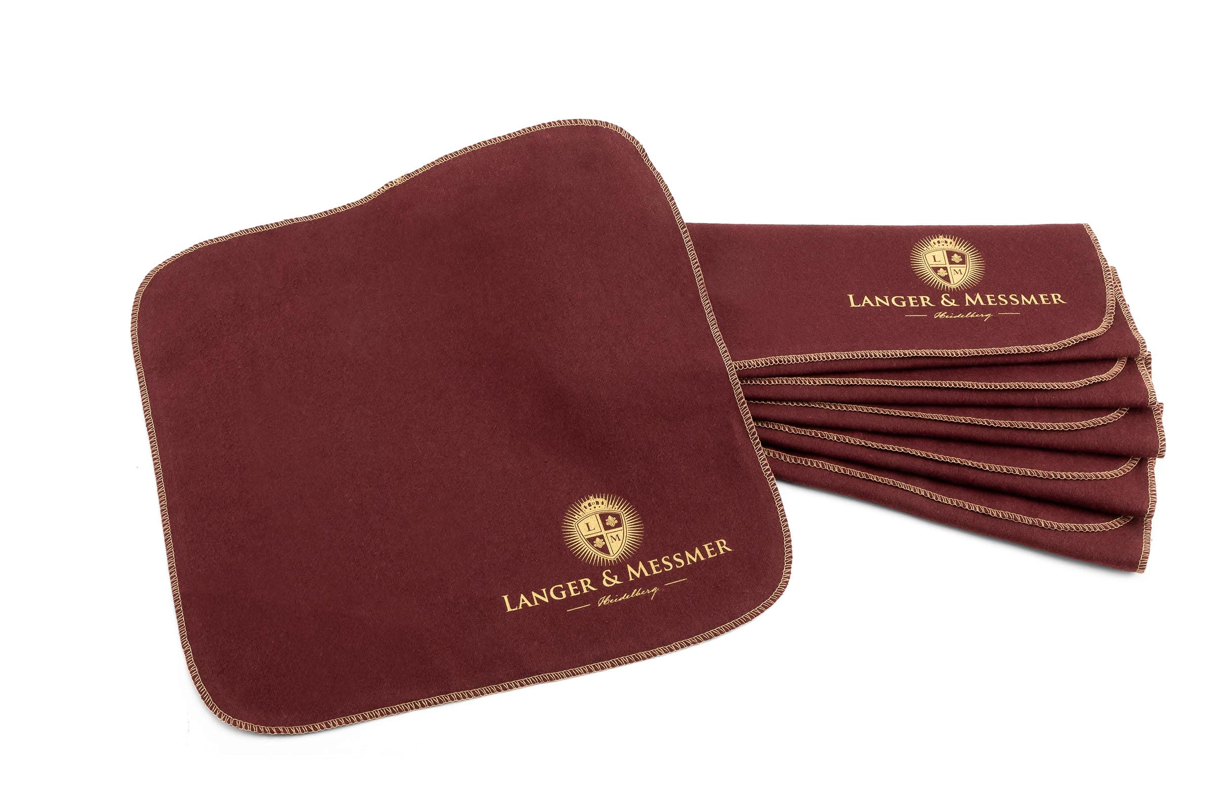 Langer & Messmer Lot de 6 chiffons de polissage pour cuir lisse 100% coton - Pour l'entretien professionnel du cuir souple - Bordeaux
