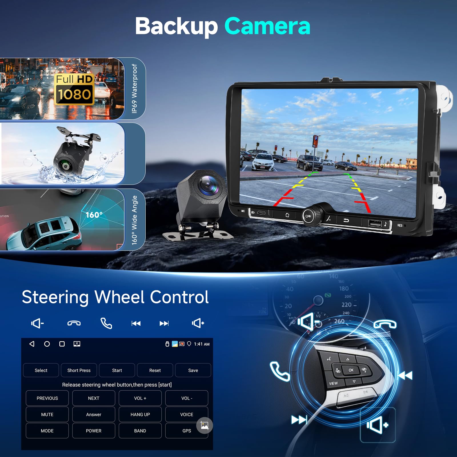 Hodozzy 4G+64G Android Autoradio für VW Seat Altea Toledo Leon Skoda Fabia Passat mit Wireless Carplay Android Auto, 9 Zoll Touchscreen Radio 2 Din mit Navi Bluetooth WiFi, DSP, Radio FM/RDS, Kamera