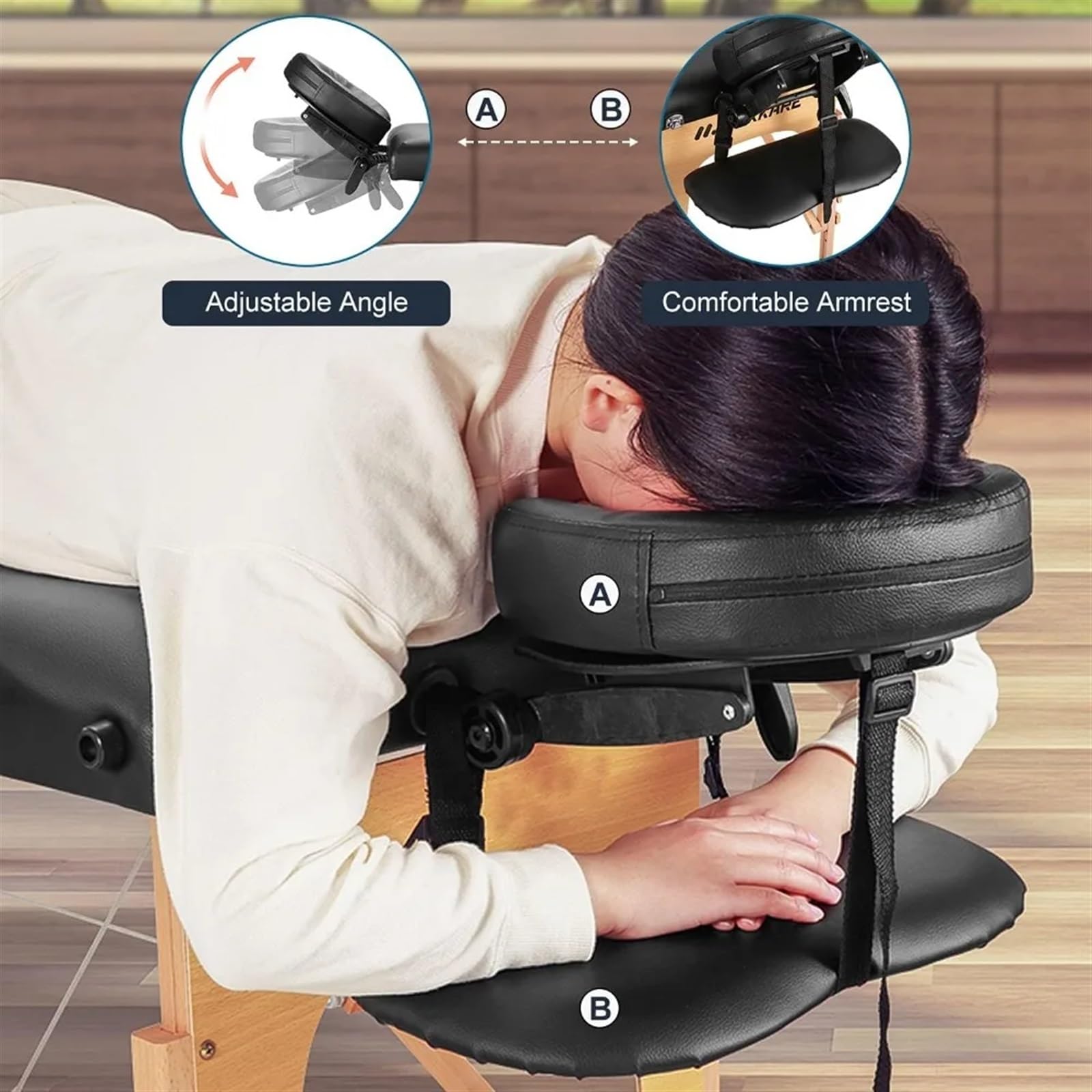 Massagebett, Massagetisch, tragbares Massagebett, Wimpern-Spa-Bett, Tattoo-Gesichtswiege, Betthöhe 35 Zoll, verstellbar, 2-Fach faltbar, mit Tasche – B(Cream)