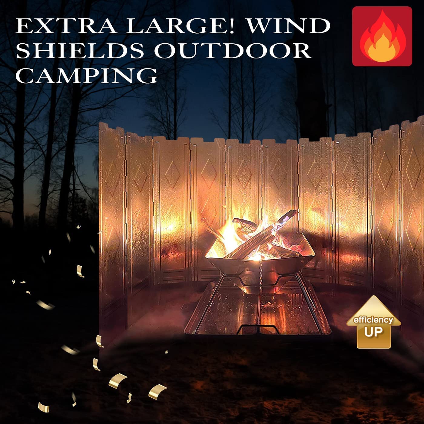 150cm, Gran tamaño, 10 Placas Parabrisas Plegable de aluminio, Paravientos, Cortavientos al Aire Libre Parabrisas para Camping, Picnic, otras estufas para mochileros