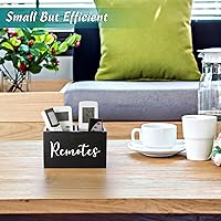 Vista 4 de DRASTAR Remote Control Holder, TV Remote Holder, Remote Organizer Caddy for Table, Wooden Remote Box for Nightstand, Black Remote Caddy with 2 Slots
