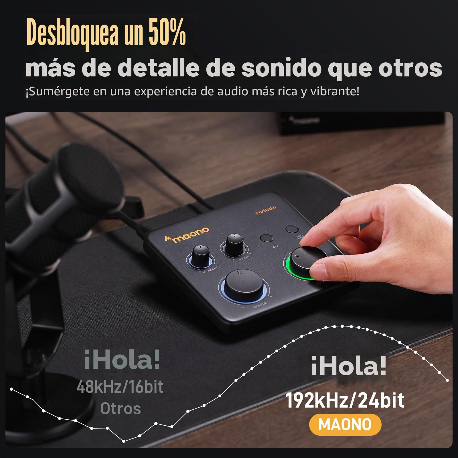 MAONO Mezclador de audio USB: interfaz con entrada XLR, software de enrutamiento de 24 bits/192 kHz, loopback, controlador ASIO para grabación de música, estudio en casa, guitarra, podcasts, streaming
