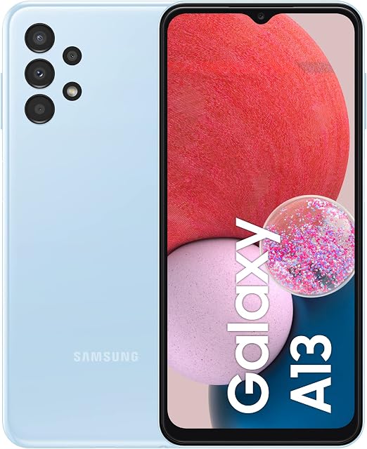 Samsung Galaxy A13 Android Smartphone, 6.6 Inch Infinity-V Display, Android 12, 4GB RAM and 64GB Internal Memory Fine², 5000mAh ³ Battery, Light Blue