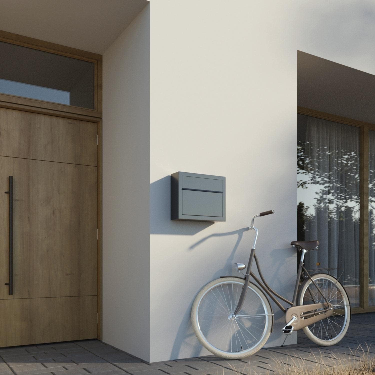 Elegance - Contemporary Wall-Mounted Mailbox in Black with Stainless Steel Flap