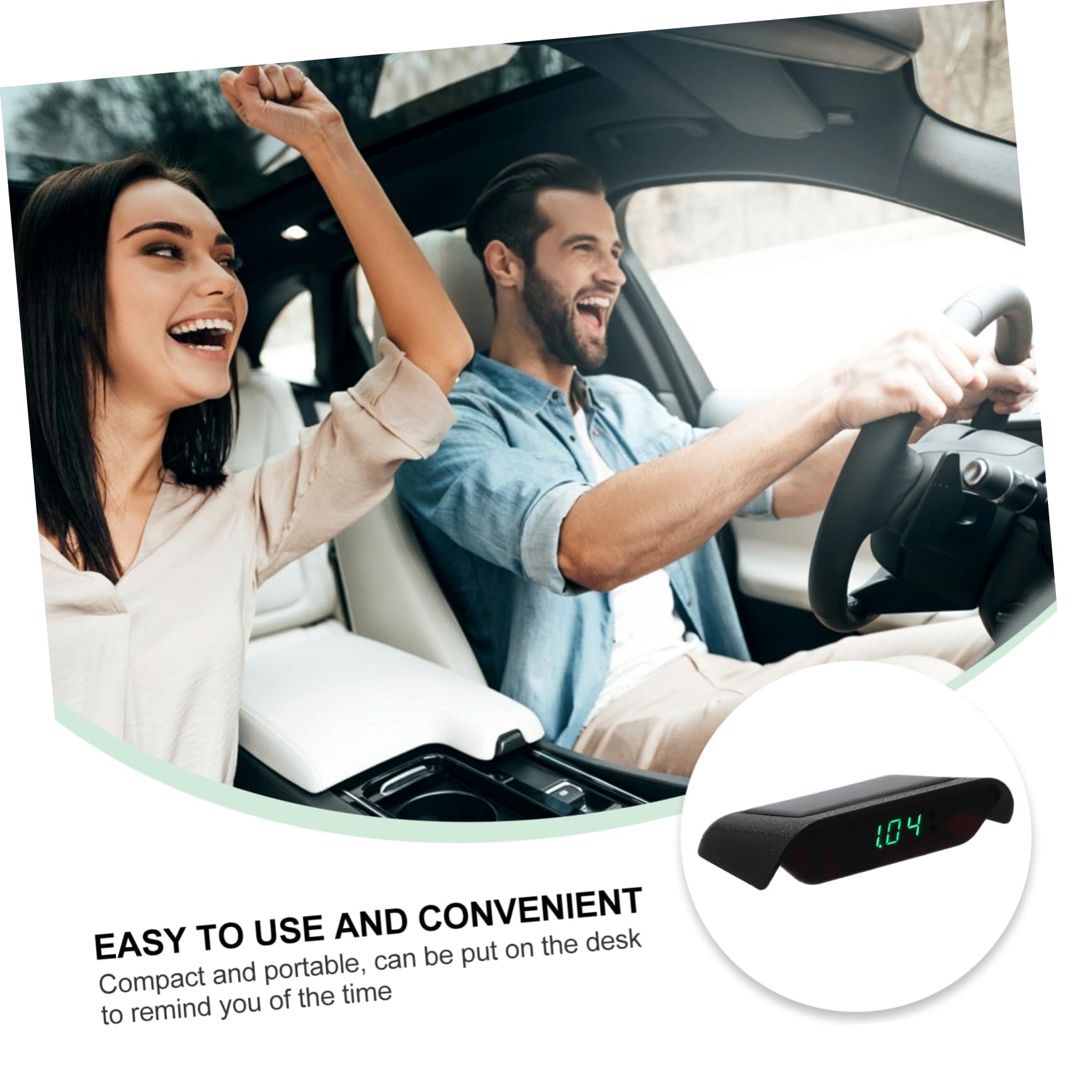 ULTECHNOVO 2piezas Reloj Solar De Coche Pantalla Led Alta Precisión y Sensor De Vibración Muestra Hora Fecha y Temperatura Para Vehículos