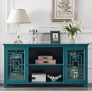 60” Sideboard Buffet Table Storage Cabinet Console Table with 2 Doors an...