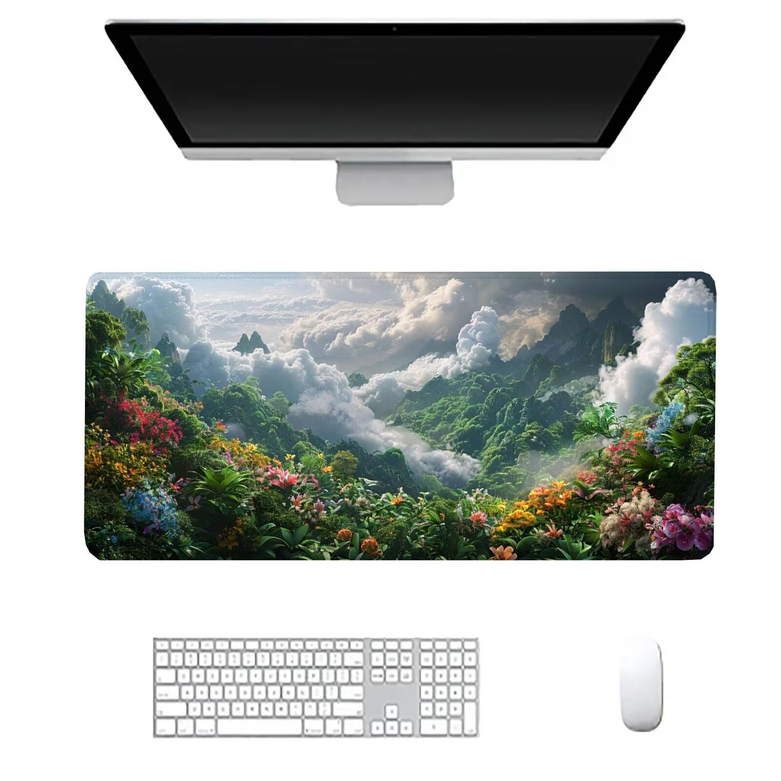 Podkładka pod mysz Baiyun Gaming Podkładka pod mysz XXL 1200 x 600 x 3 mm Akcesoria na biurko, antypoślizgowa podkładka pod mysz z kwiatem Mata na biurko dla dzieci, do klawiatury PC J835