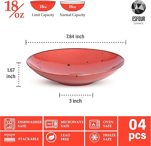 Miniatura 2 de Tazones para servir de 8.1 pulgadas, juego de 6, cuencos grandes de ensalada de pasta de 16 onzas, aptos para microondas y horno, cuencos anchos de