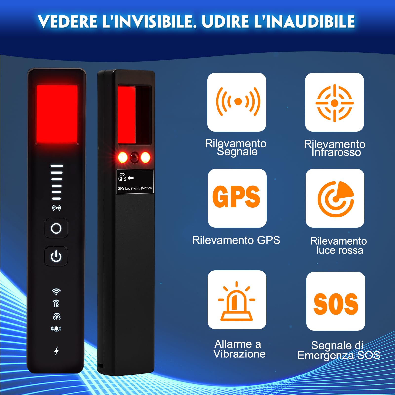 Detectores de Cámara Oculta 5 in 1, GPS Detector de Dispositivo Oculto, Detector de Errores, Detector Antiespía, Detector de Señal RF, per Casa, Hotel, Ufficio | Sicurezza Antispia