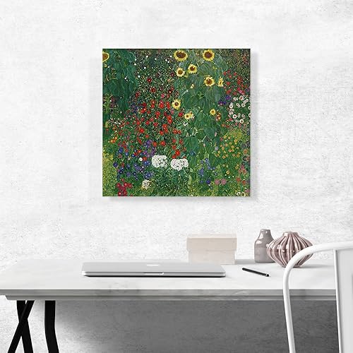 Miniatura 2 de ARTCANVAS Gustav Klimt - Lienzo decorativo con diseño de jardín de granja con flores, 18 x 18 pulgadas (0.75 pulgadas de profundidad)