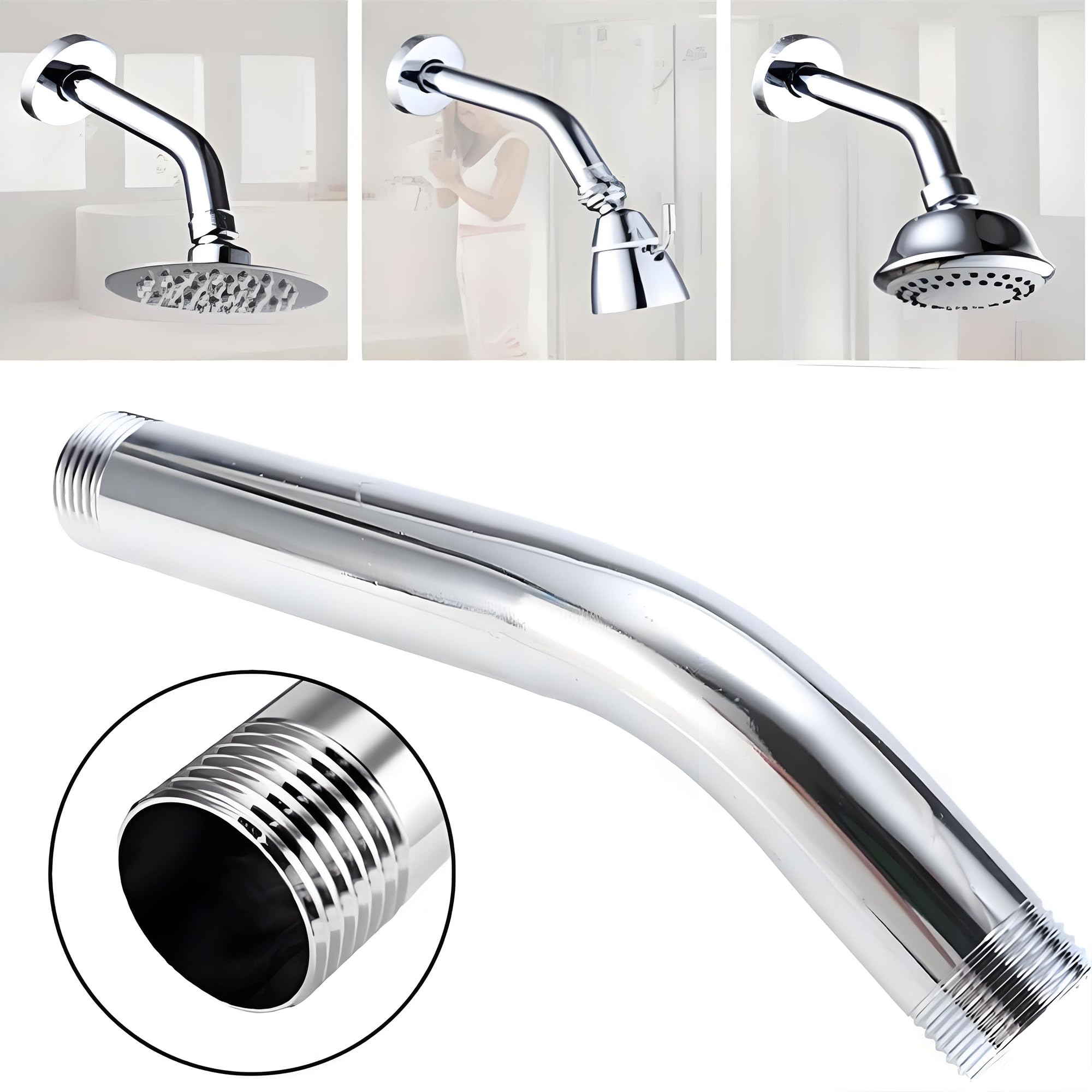 Tubo di Prolunga per Braccio Doccia 15 cm, Filettatura G1/2 Braccio Doccia in Acciaio Inossidabile, Prolunga Palmareper Doccetta, per Bagno Accessori da Bagno