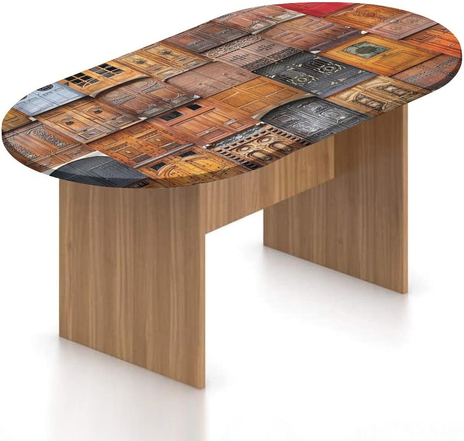 XISUNYA Fitted Oval Tablecloth,Astronaut Elastic Edged Polyester Table Cover,Space Children Happy Print Fitted Table Pad, for Dining Room Kitchen Tabletop Decoration, Fits Oval Tables up to 48" x 78"