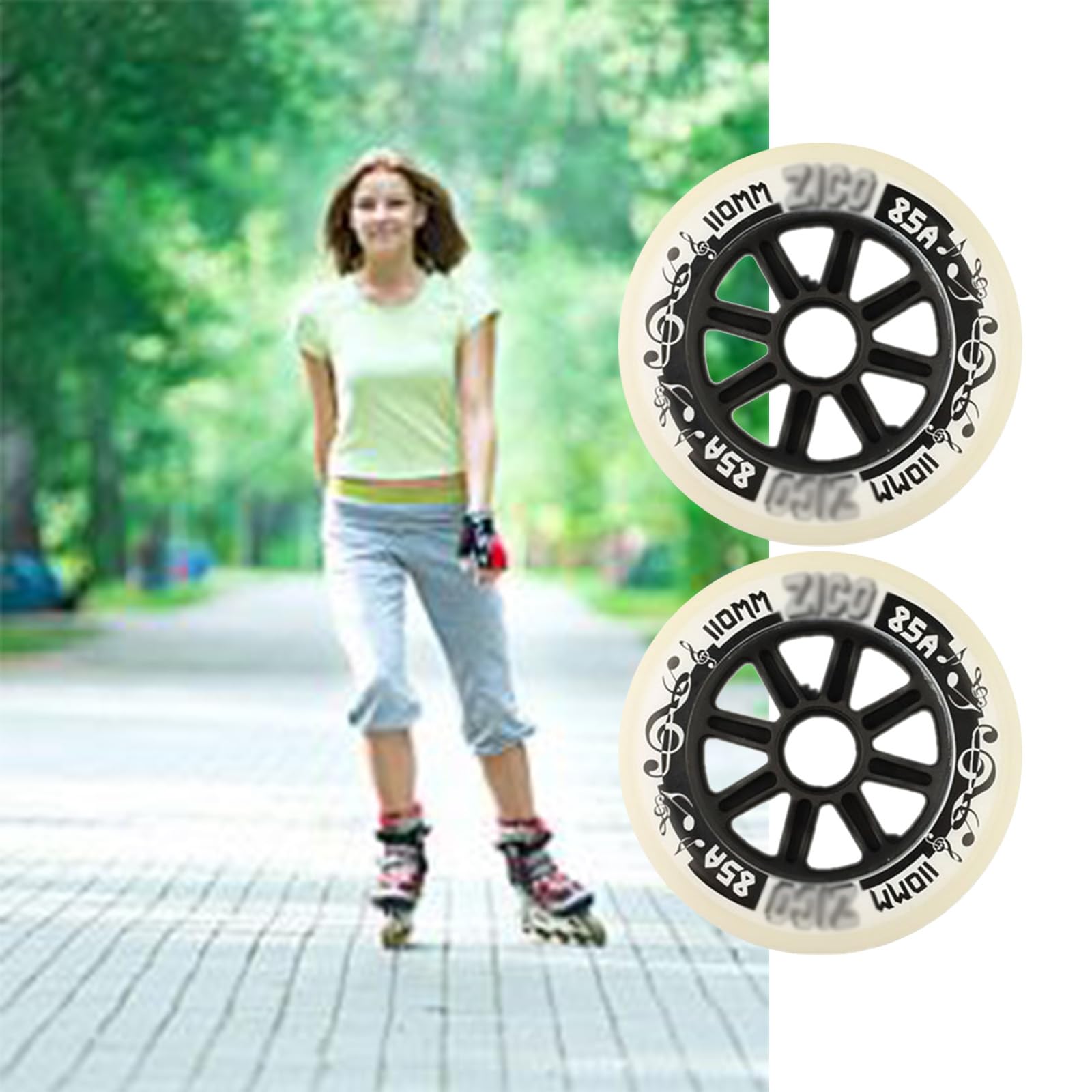 Set van 8 Inline Skate Wielen 80mm 85A met ABEC-9 Lagers voor Binnen en Set van 8 Inline Skate Wielen 80mm 85A met ABEC-9 Lagers voor Binnen en