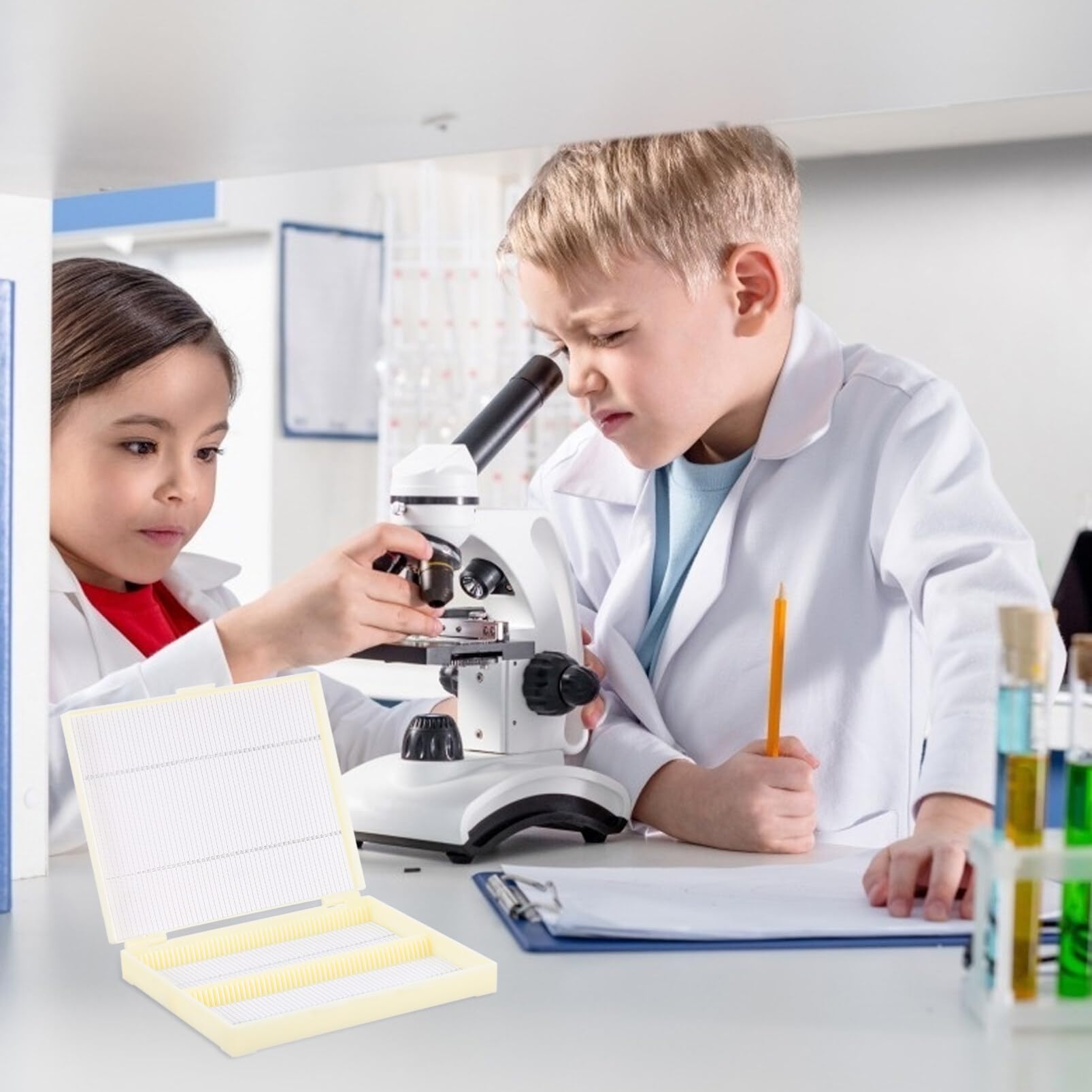 Alasum 2pcs Slide Box?Slide Holder Slide Storage Holder Microscope Slide Box Slide Storage Container